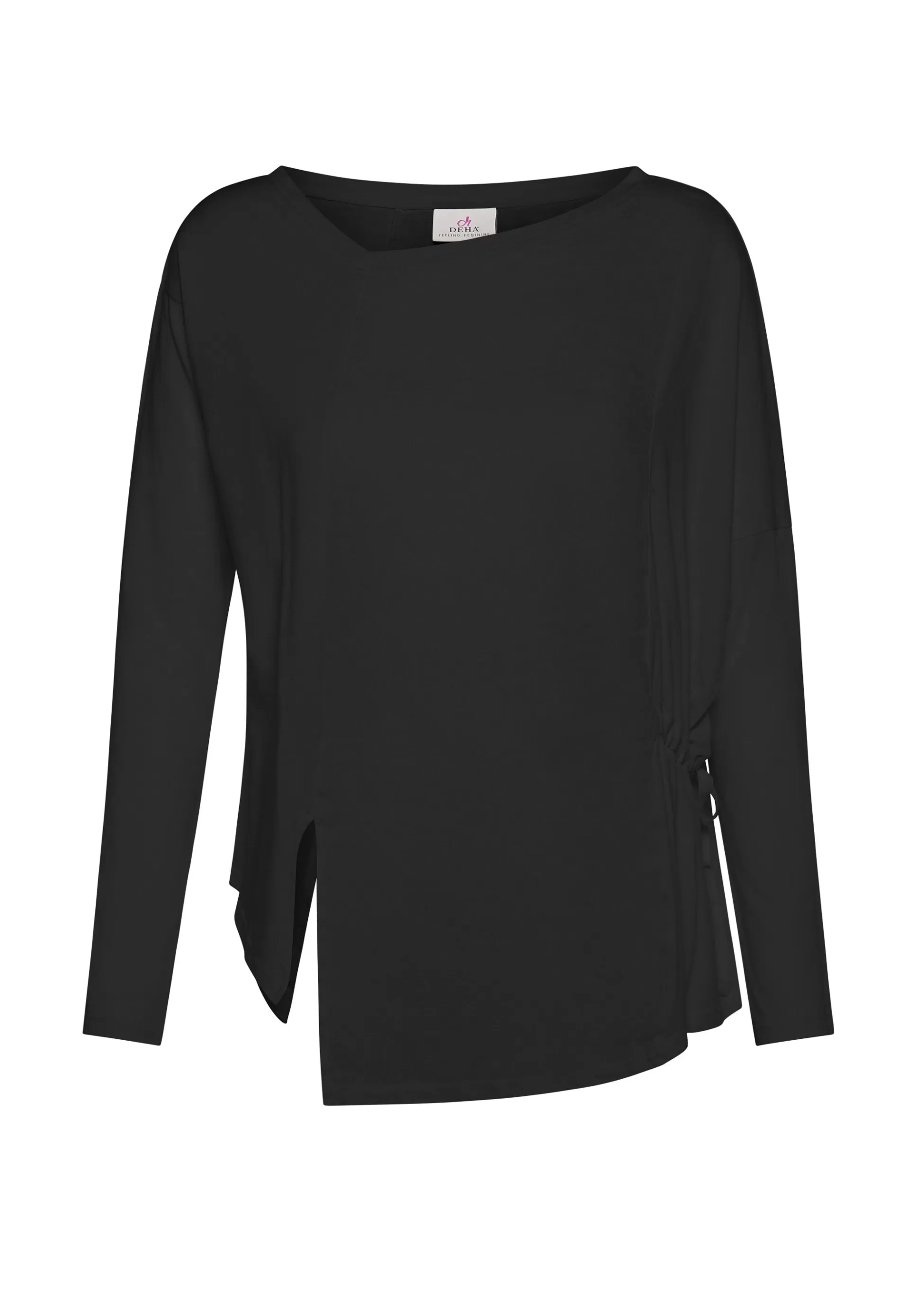 Donna DEHA Camicie & Bluse*T-Shirt Asimmetrica In Jersey E Lino Nero