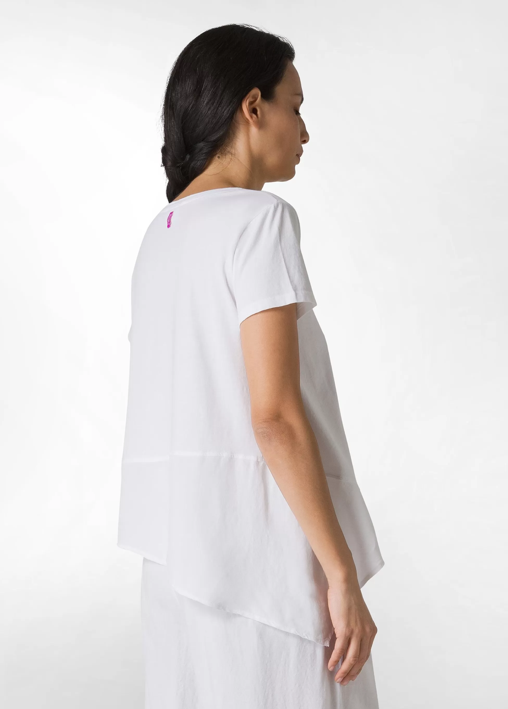 Donna DEHA Top & T-Shirts*T-Shirt Assimetrica Con Inserti In Lino Bianco