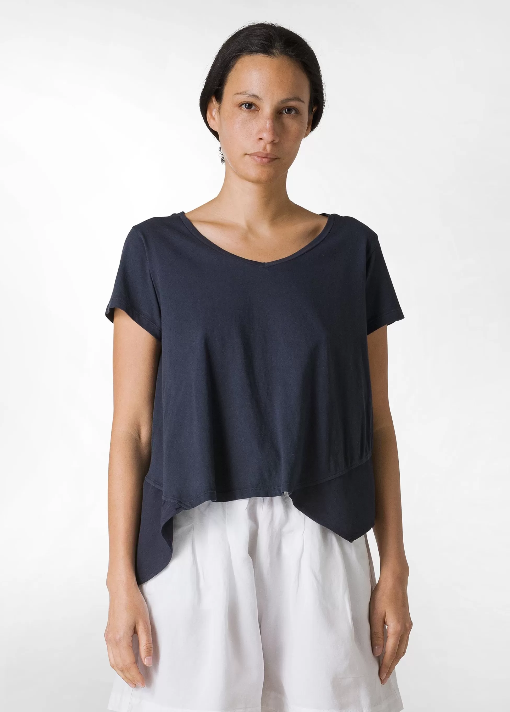 Donna DEHA Top & T-Shirts*T-Shirt Assimetrica Con Inserti In Lino Blu