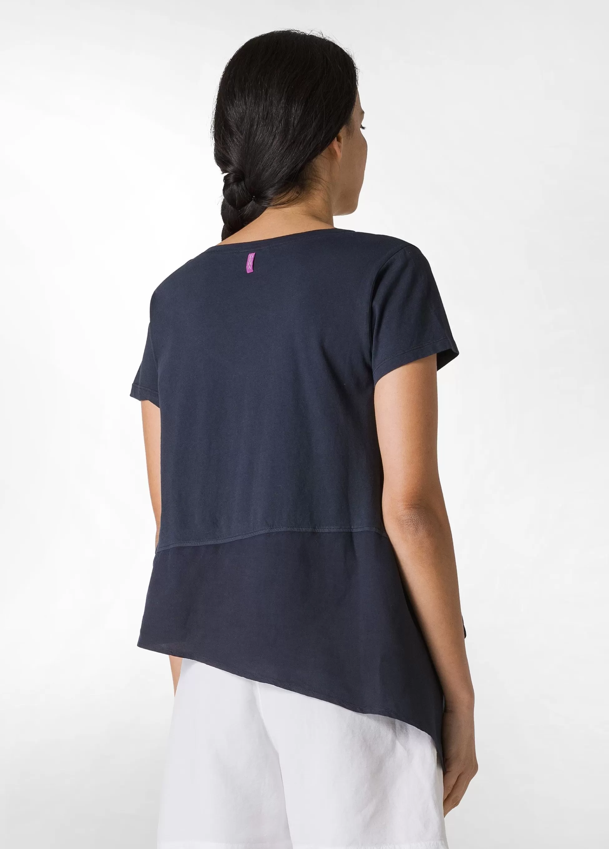 Donna DEHA Top & T-Shirts*T-Shirt Assimetrica Con Inserti In Lino Blu