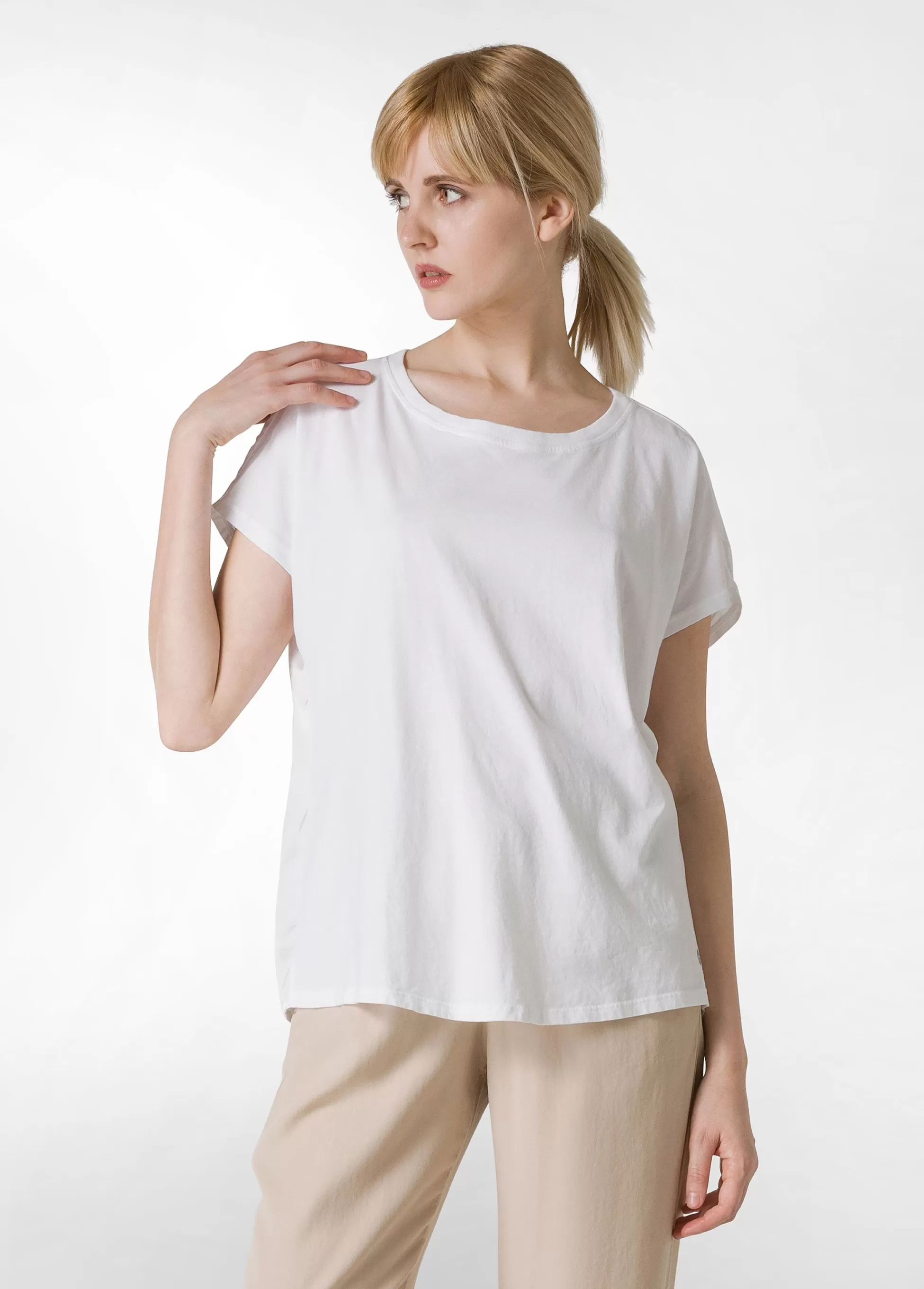 Donna DEHA Top & T-Shirts*T-Shirt Con Inserti In Raso Bianco