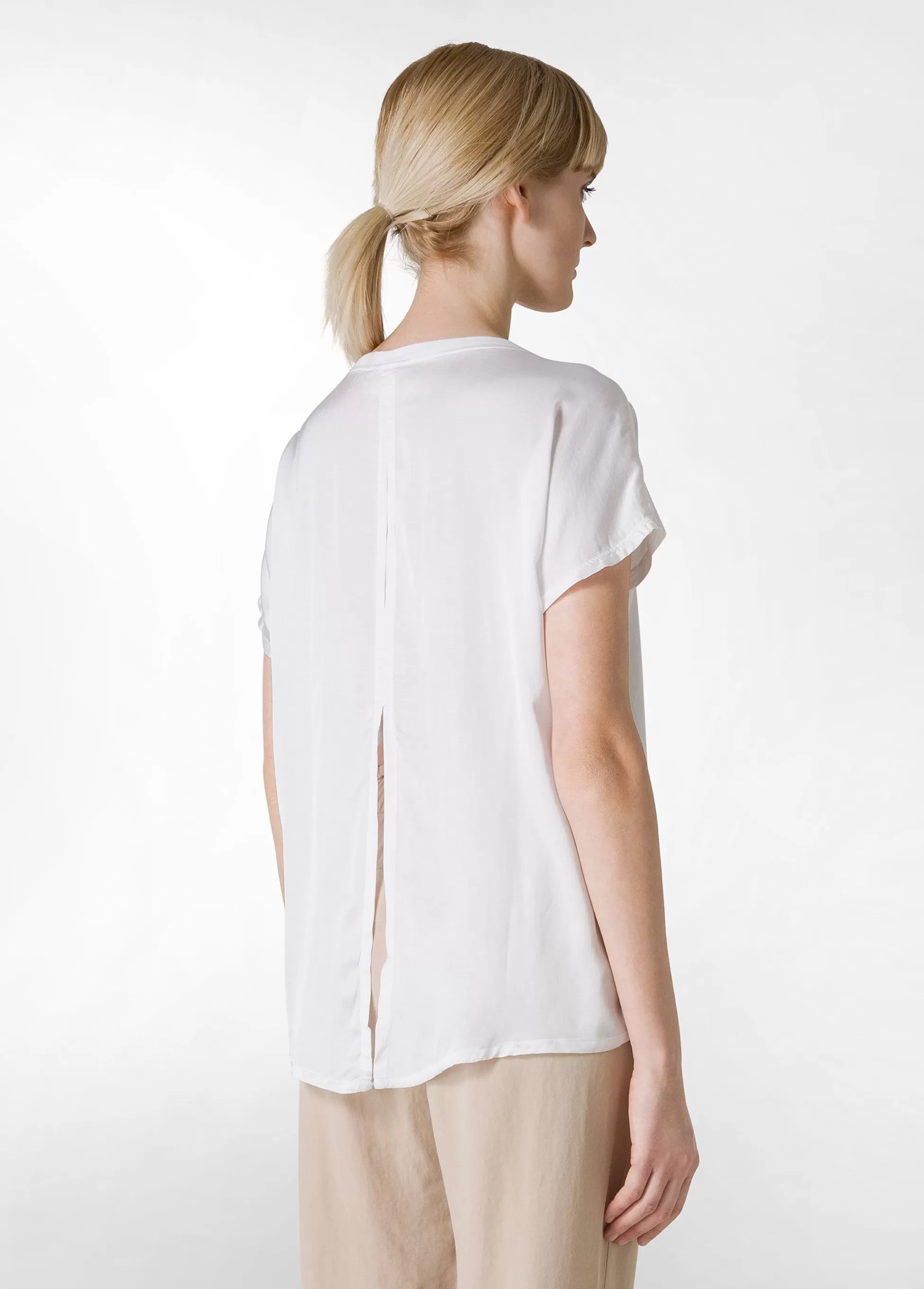 Donna DEHA Top & T-Shirts*T-Shirt Con Inserti In Raso Bianco