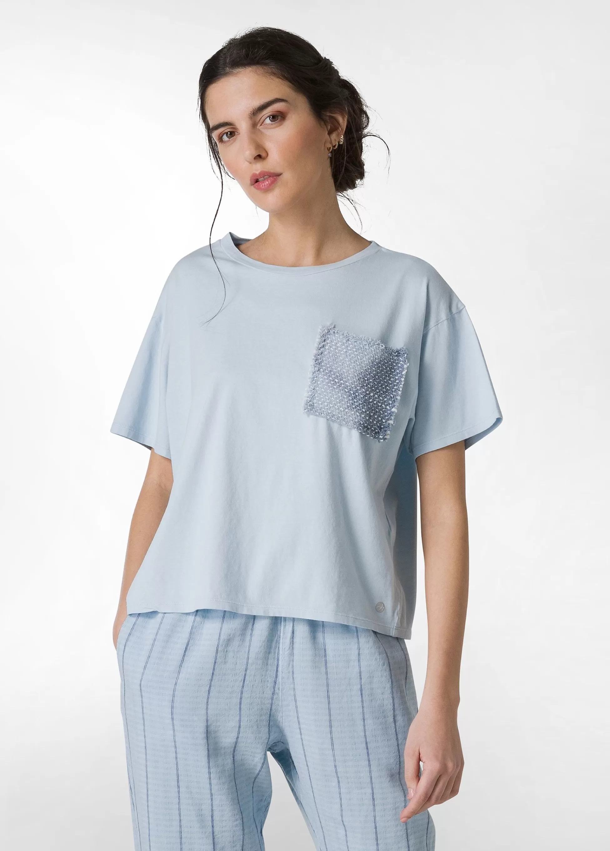 Donna DEHA Top & T-Shirts*T-Shirt Con Taschino In Tweed Blu
