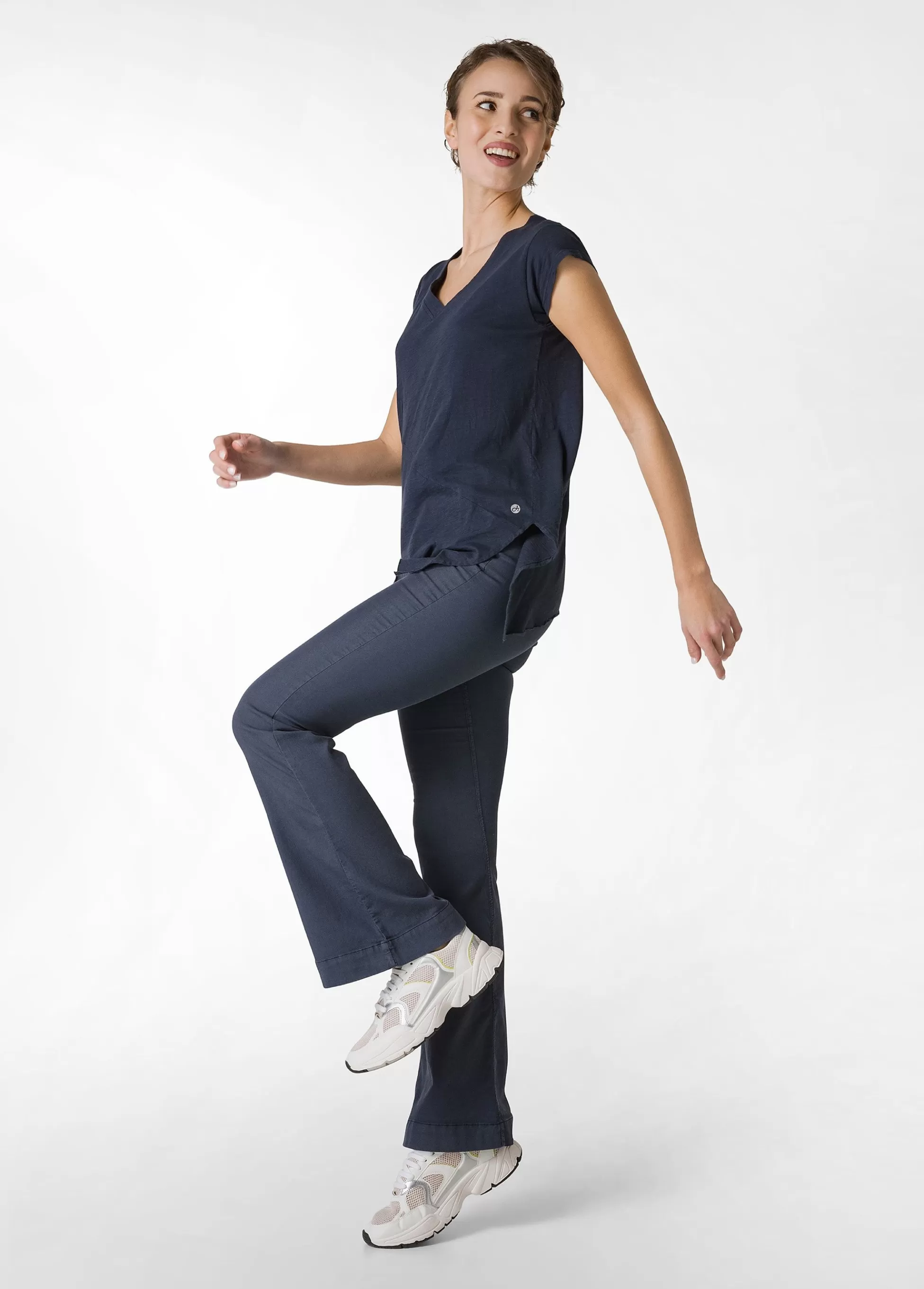 Donna DEHA Top & T-Shirts*T-Shirt Fiammata Effetto Vintage Blu