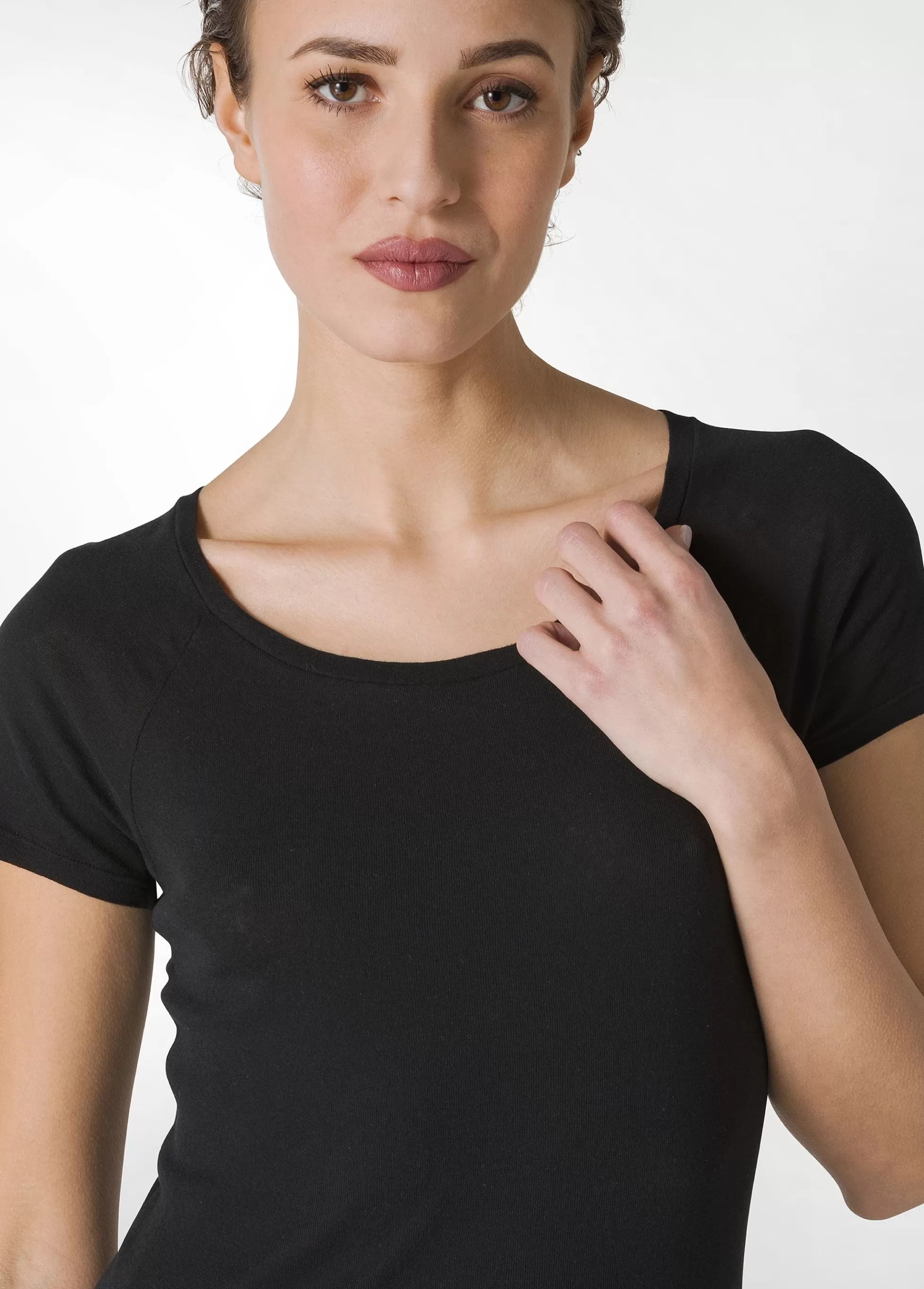 Donna DEHA Top & T-Shirts*T-Shirt In Costina Leggera Nero