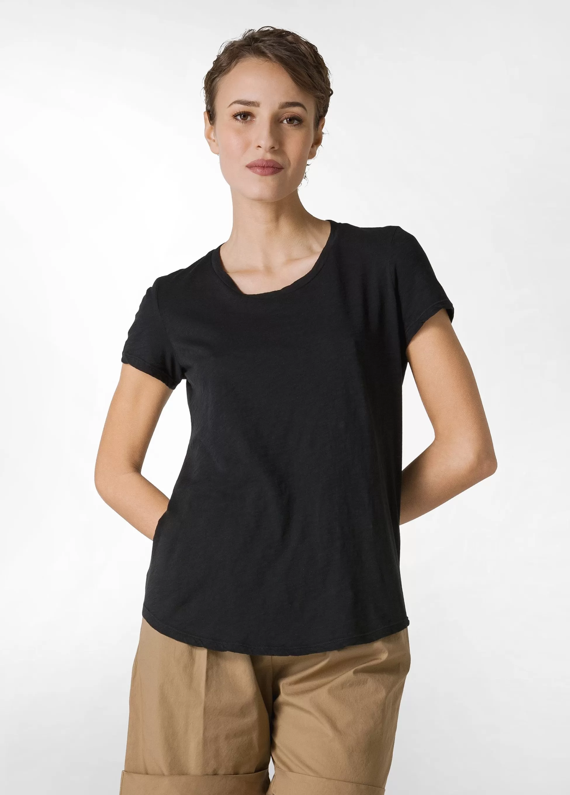 Donna DEHA Top & T-Shirts*T-Shirt In Jersey Fiammato Nero