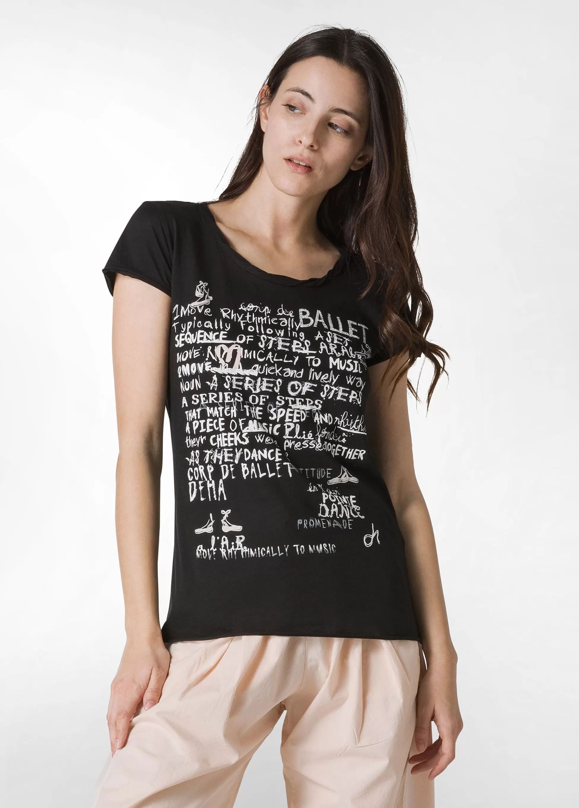 Donna DEHA Top & T-Shirts*T-Shirt Leggera Con Stampa Nero