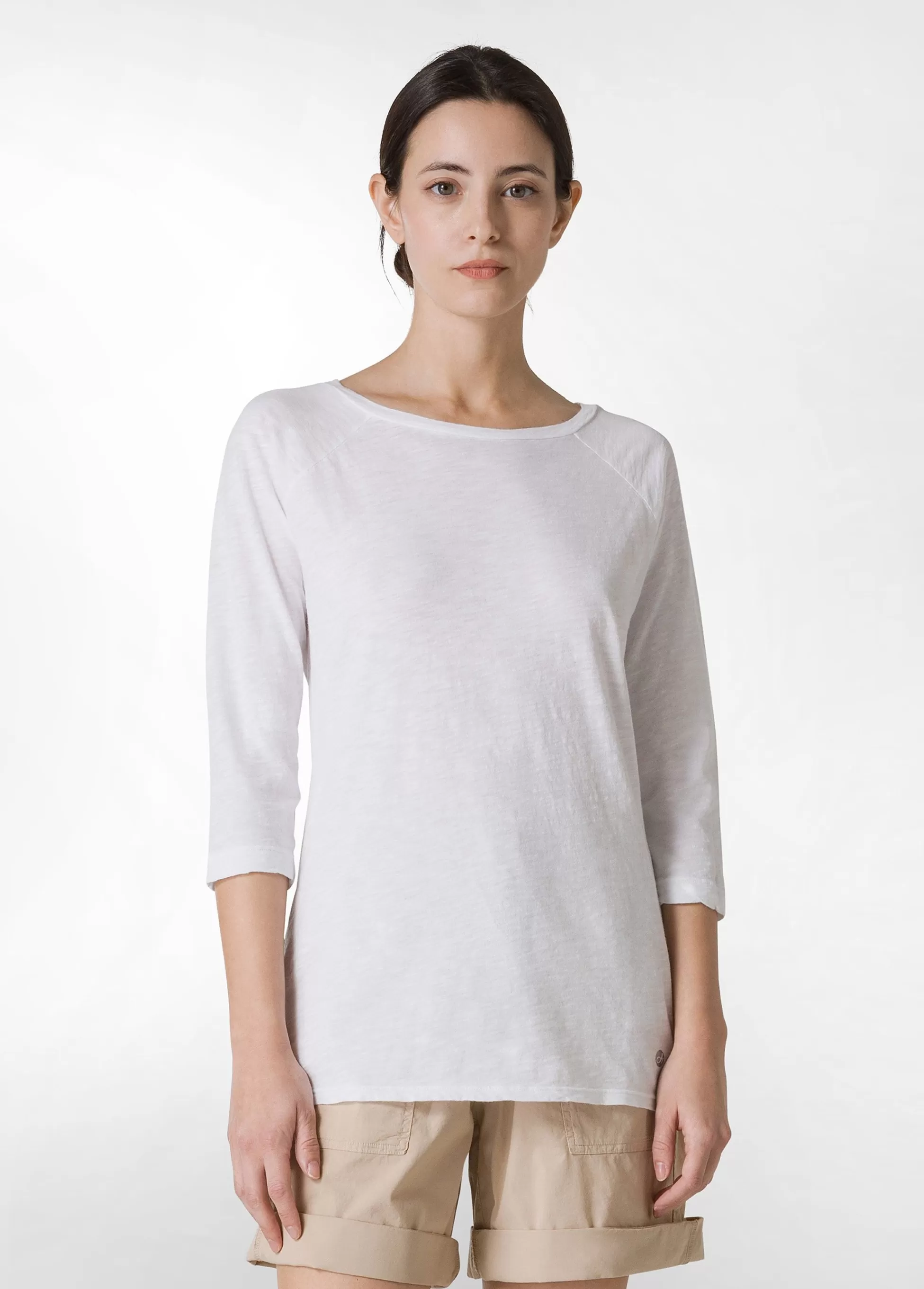 Donna DEHA Top & T-Shirts*T-Shirt Manica 3/4 In Jersey Fiammato Bianco