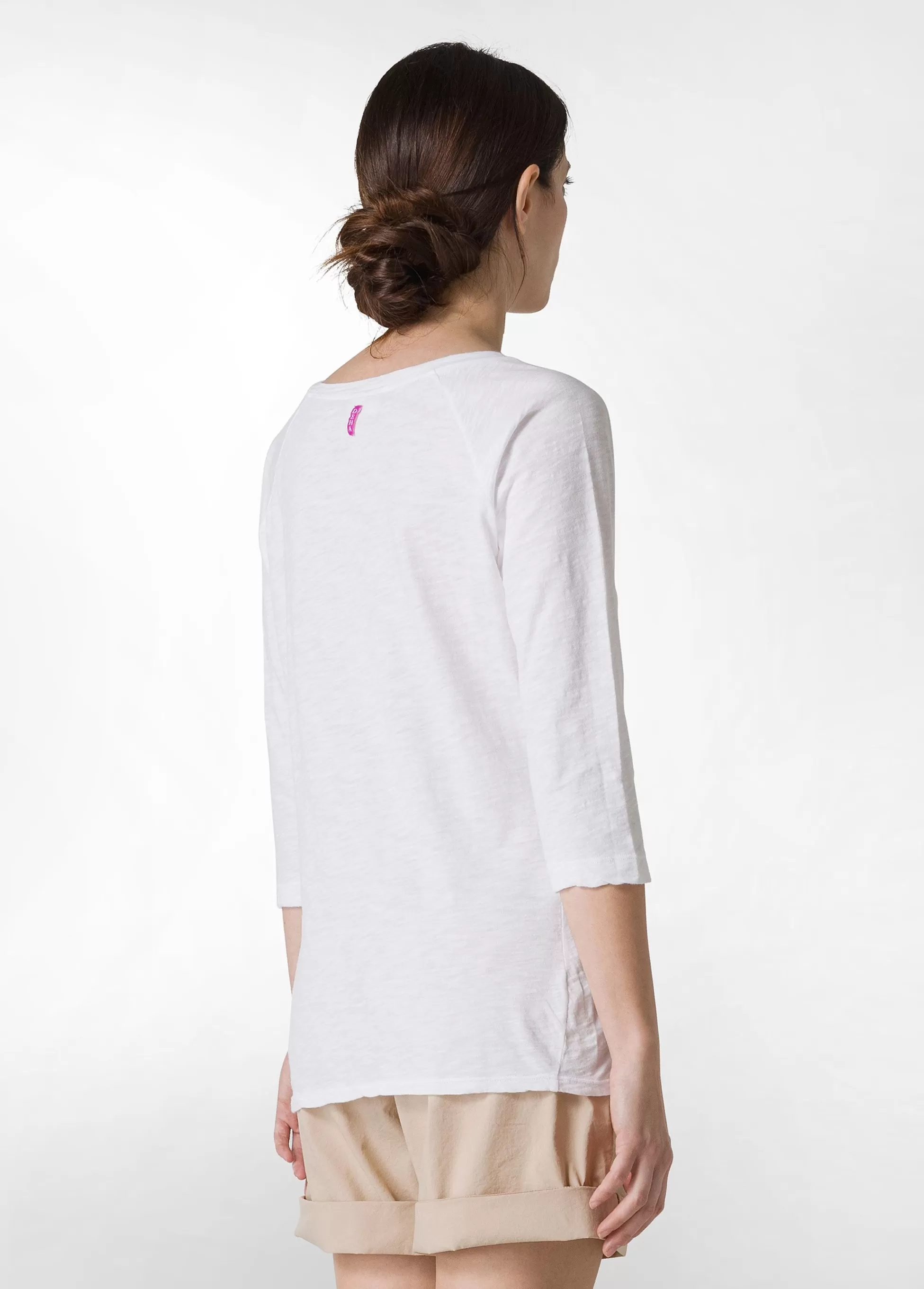Donna DEHA Top & T-Shirts*T-Shirt Manica 3/4 In Jersey Fiammato Bianco