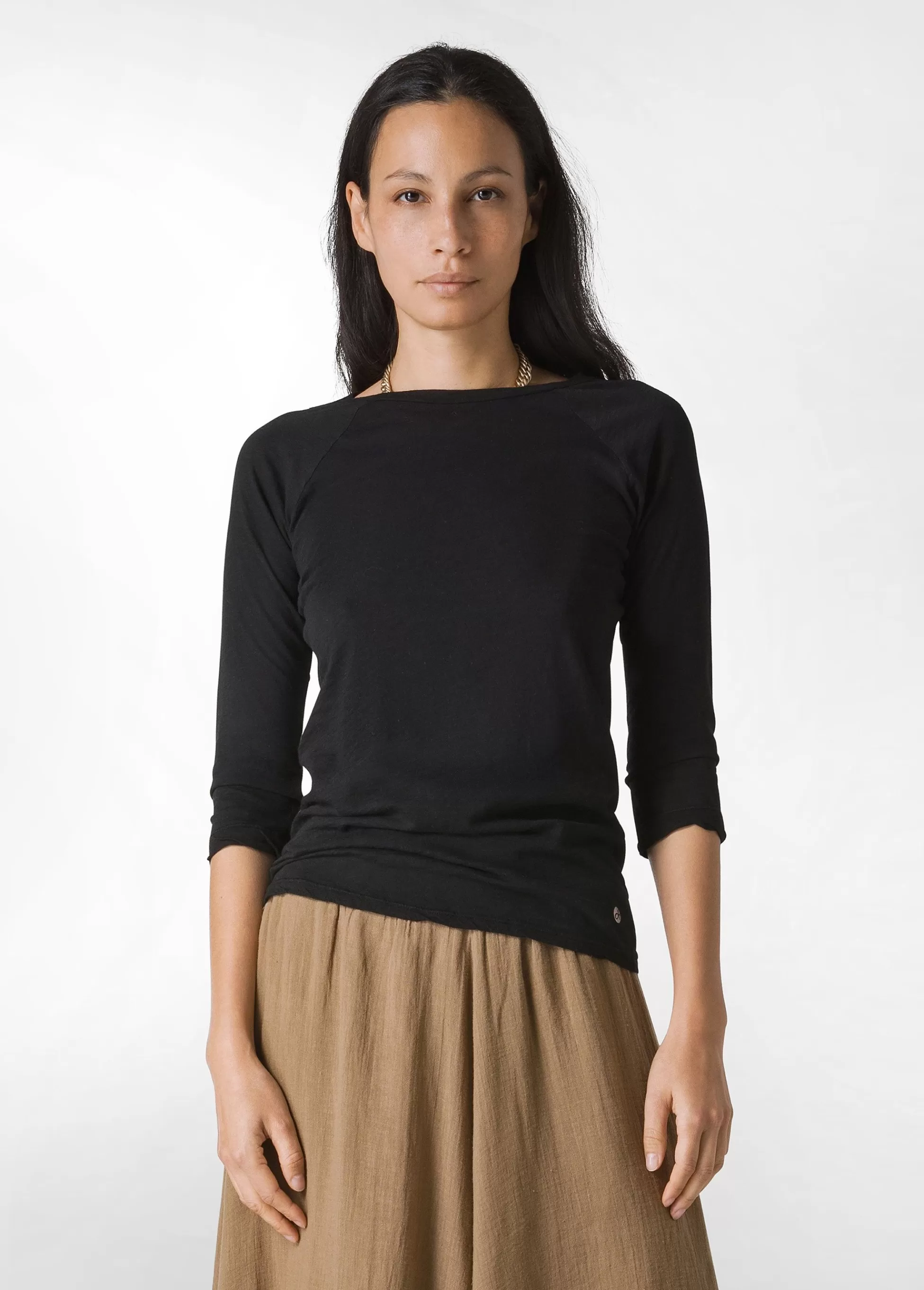 Donna DEHA Top & T-Shirts*T-Shirt Manica 3/4 In Jersey Fiammato Nero