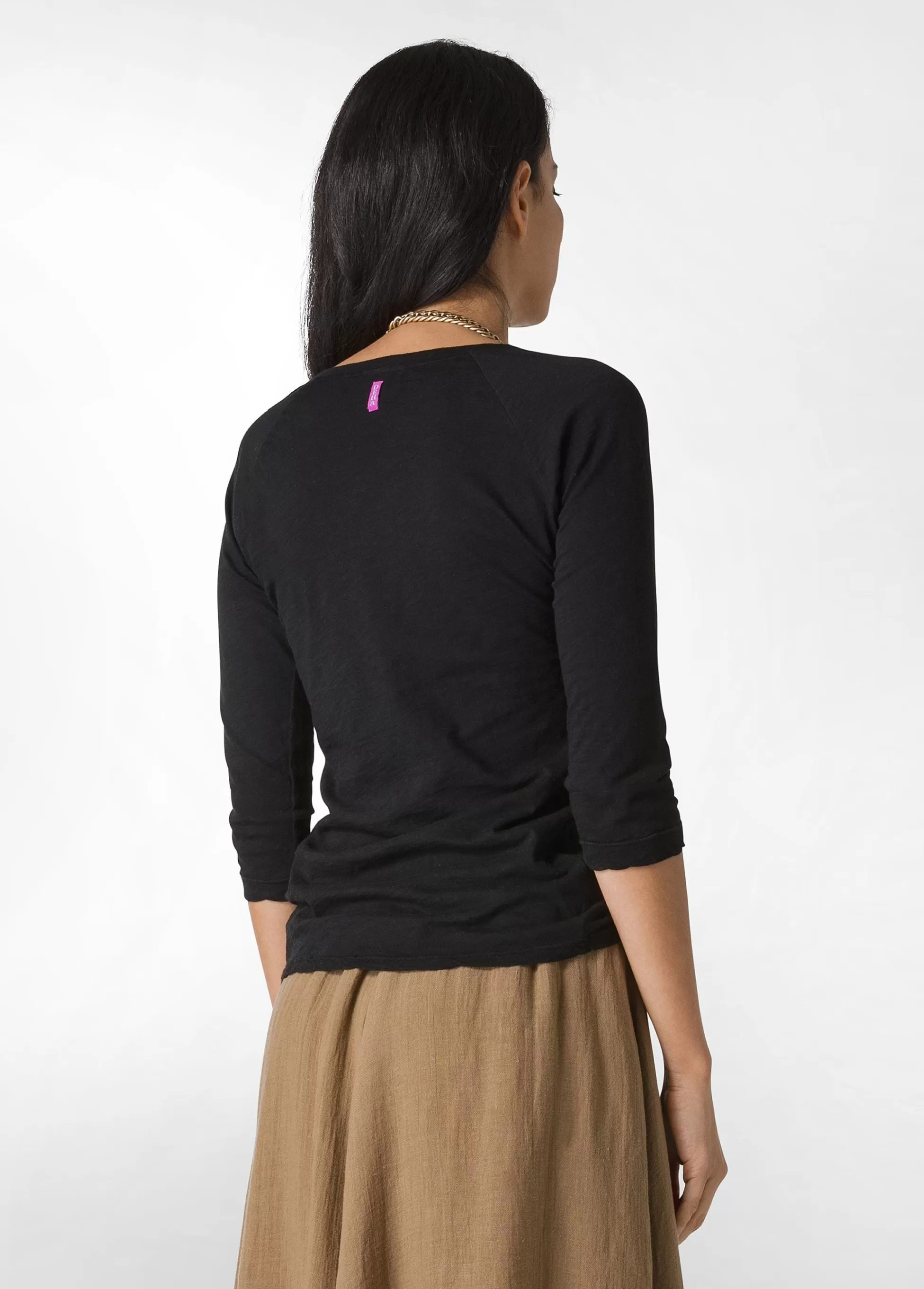 Donna DEHA Top & T-Shirts*T-Shirt Manica 3/4 In Jersey Fiammato Nero