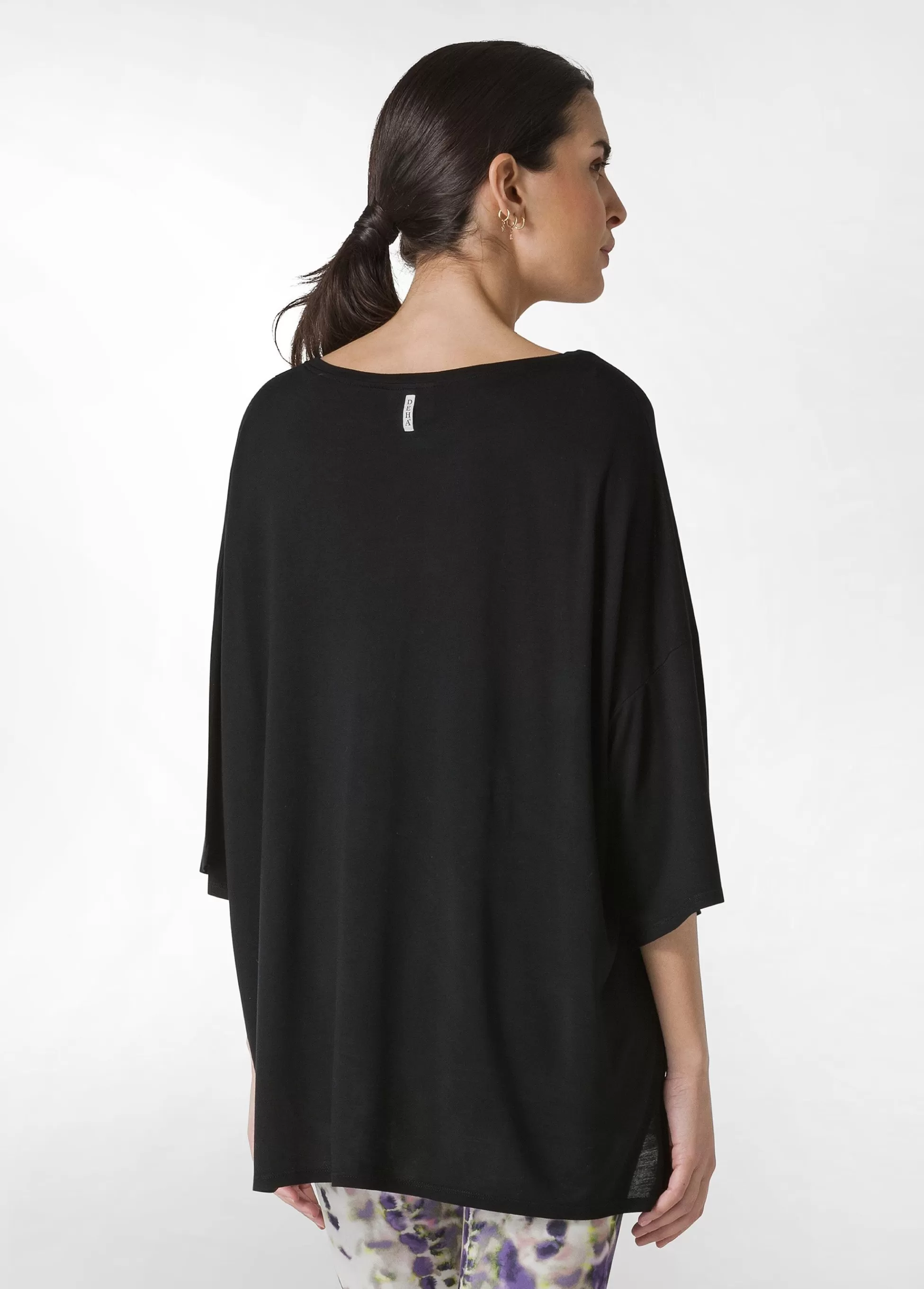 Donna DEHA Top & T-Shirts*T-Shirt Maxi In Viscosa Nero