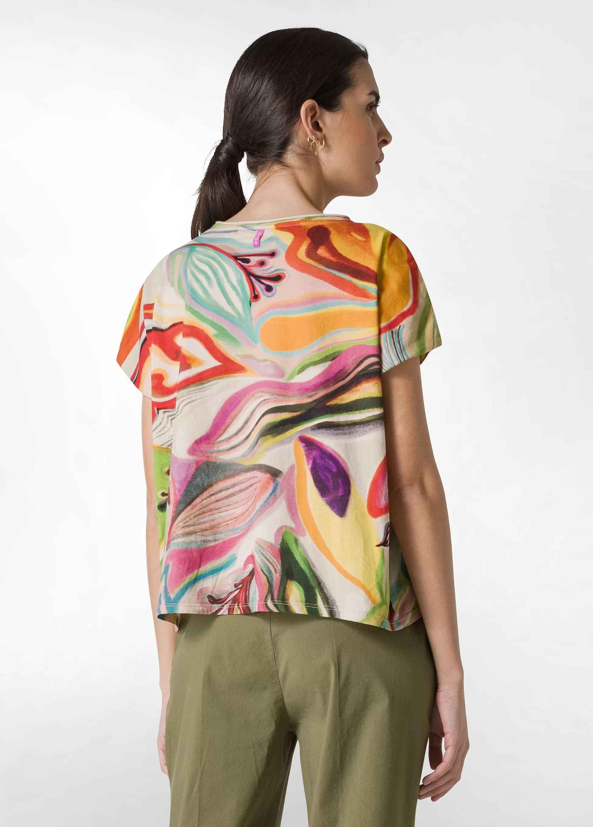 Donna DEHA Top & T-Shirts*T-Shirt Organica Ampia Stampata Verde