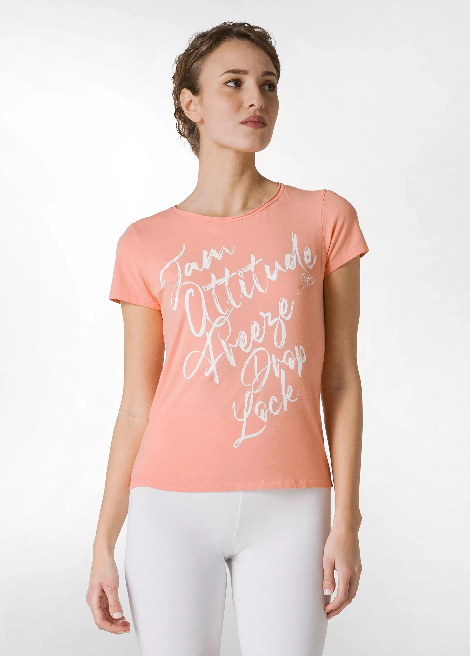 Donna DEHA Top & T-Shirts*T-Shirt Stretch Leggera Con Grafica Arancio