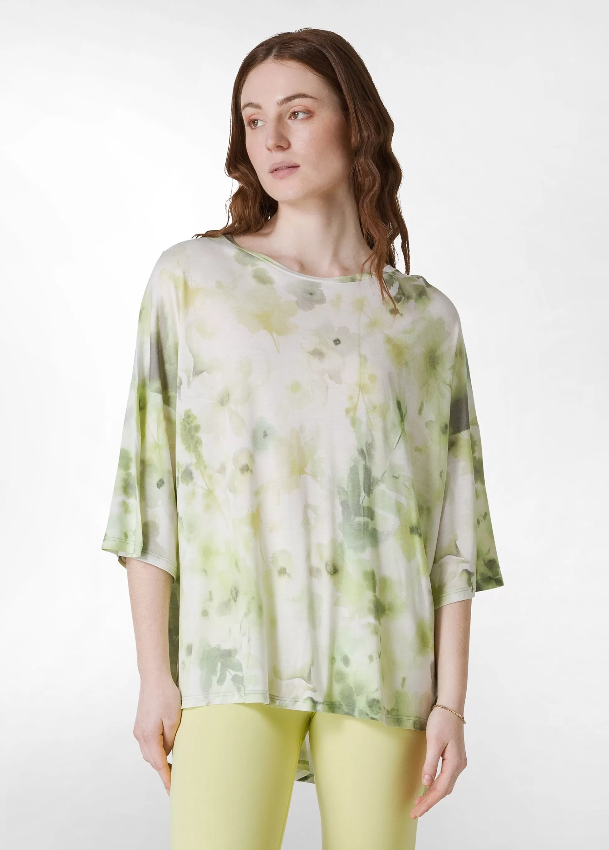 Donna DEHA Top & T-Shirts*T-Shirt Yoga Maxi Stampata Verde