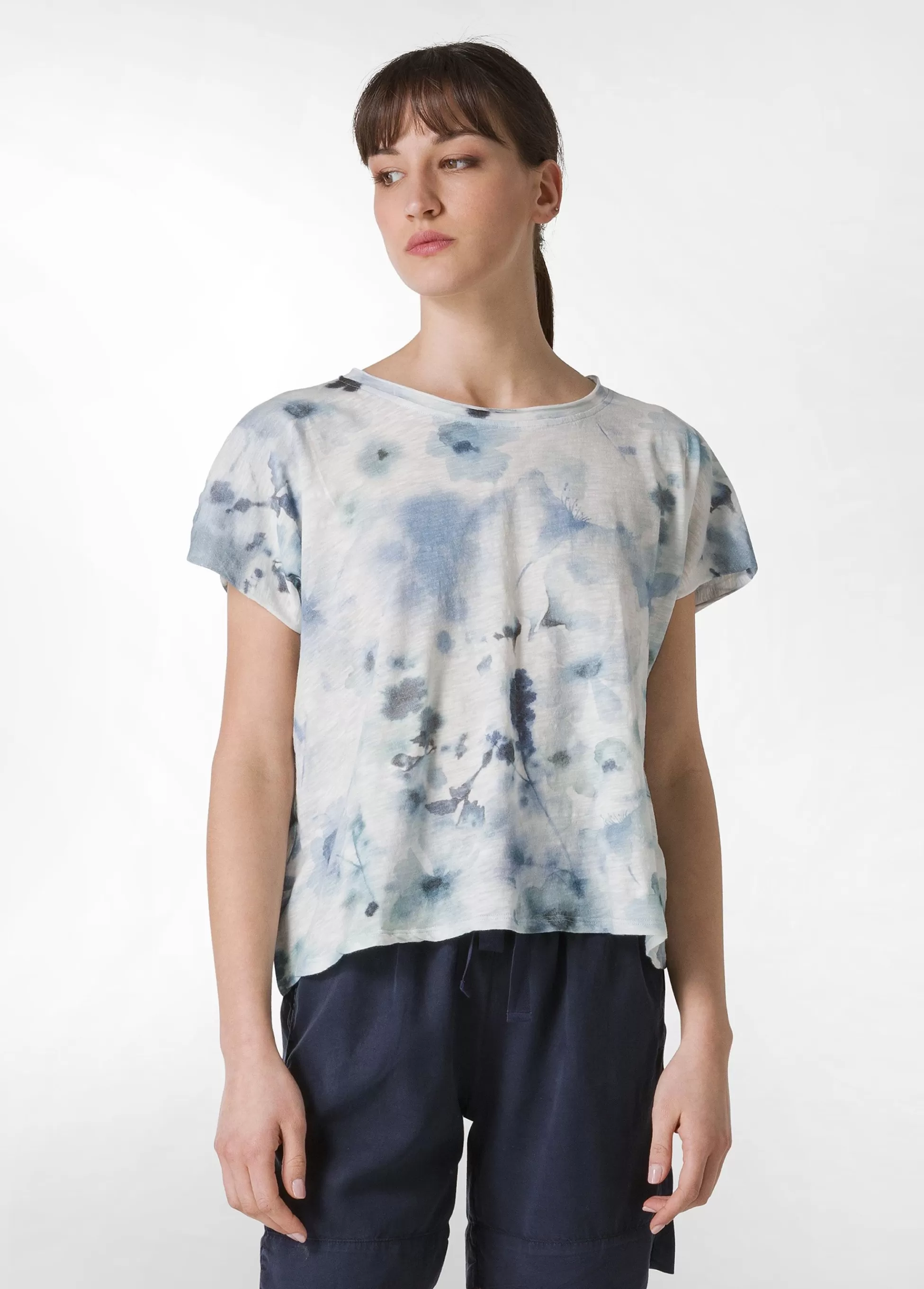 Donna DEHA Top & T-Shirts*T-Shirt Yoga Stampata In Jersey Fiammato Blu