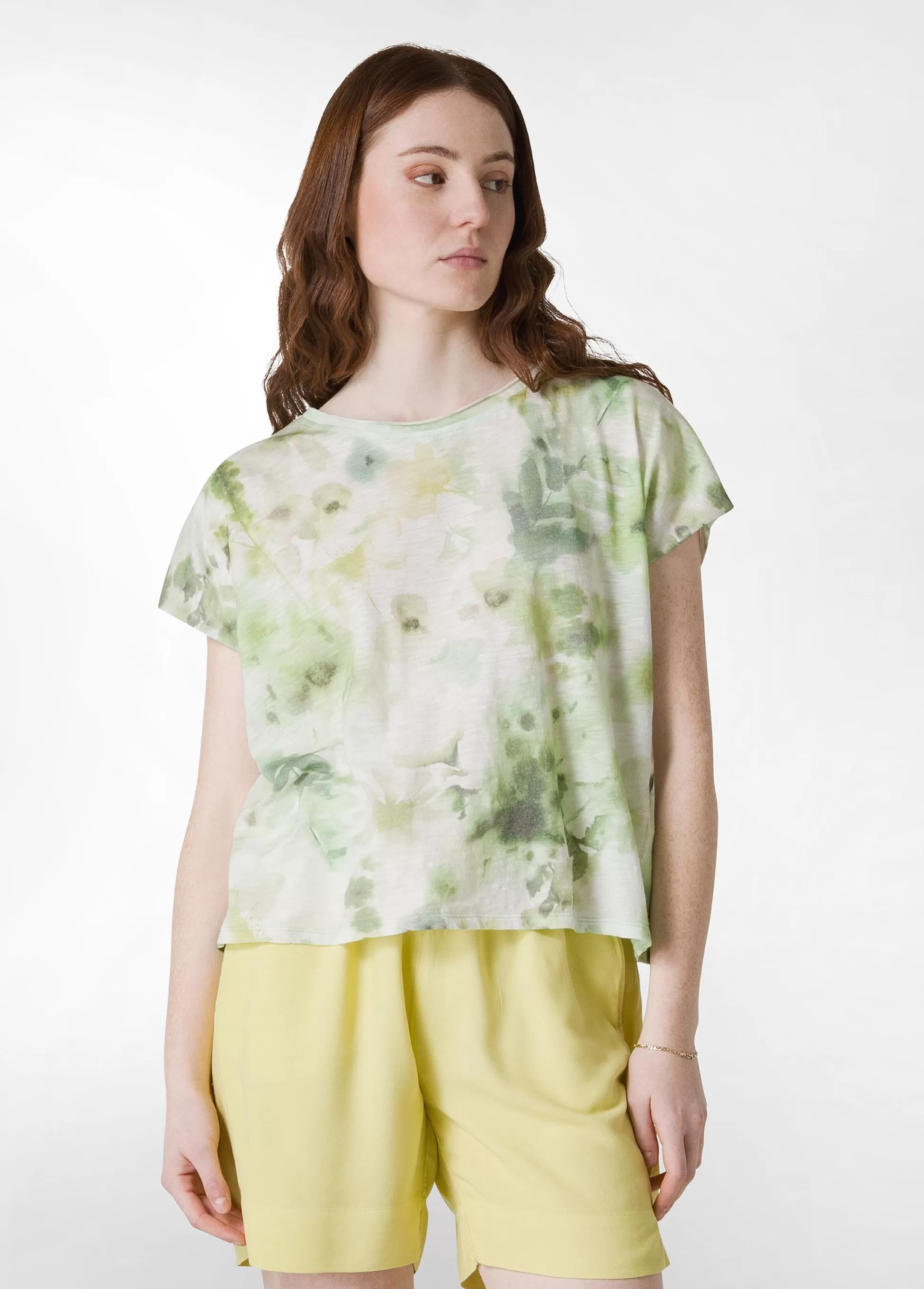 Donna DEHA Top & T-Shirts*T-Shirt Yoga Stampata In Jersey Fiammato Verde