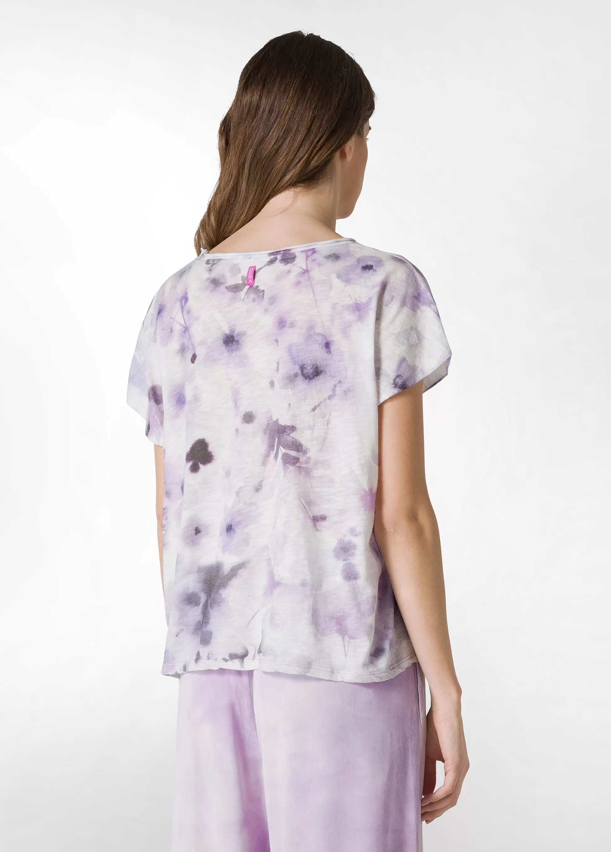 Donna DEHA Top & T-Shirts*T-Shirt Yoga Stampata In Jersey Fiammato Viola